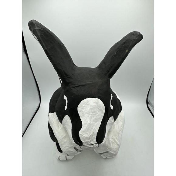 Dept 56 Bunny Rabbit Papier Paper Mache Large Black White Easter RARE - Picture 11 of 16